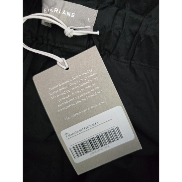 Everlane (Defect) The Easy Button Front Skirt Large Black Midi Skirt Side Slits - Picture 11 of 12